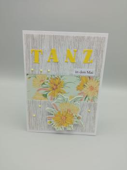 Sonnige "TANZ in den Mai" Grußkarte